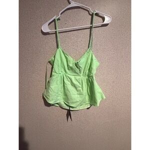 Le Lis Collection Women Lime Green Peplum Cami Top Open Back Tie Medium NWT